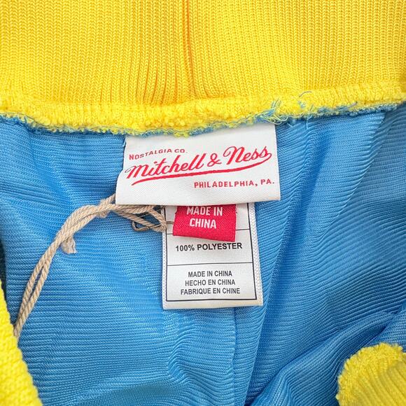 Mitchell & Ness Men’s Branded Game Day Shorts size Small Blue Yellow NWT - Picture 2 of 9
